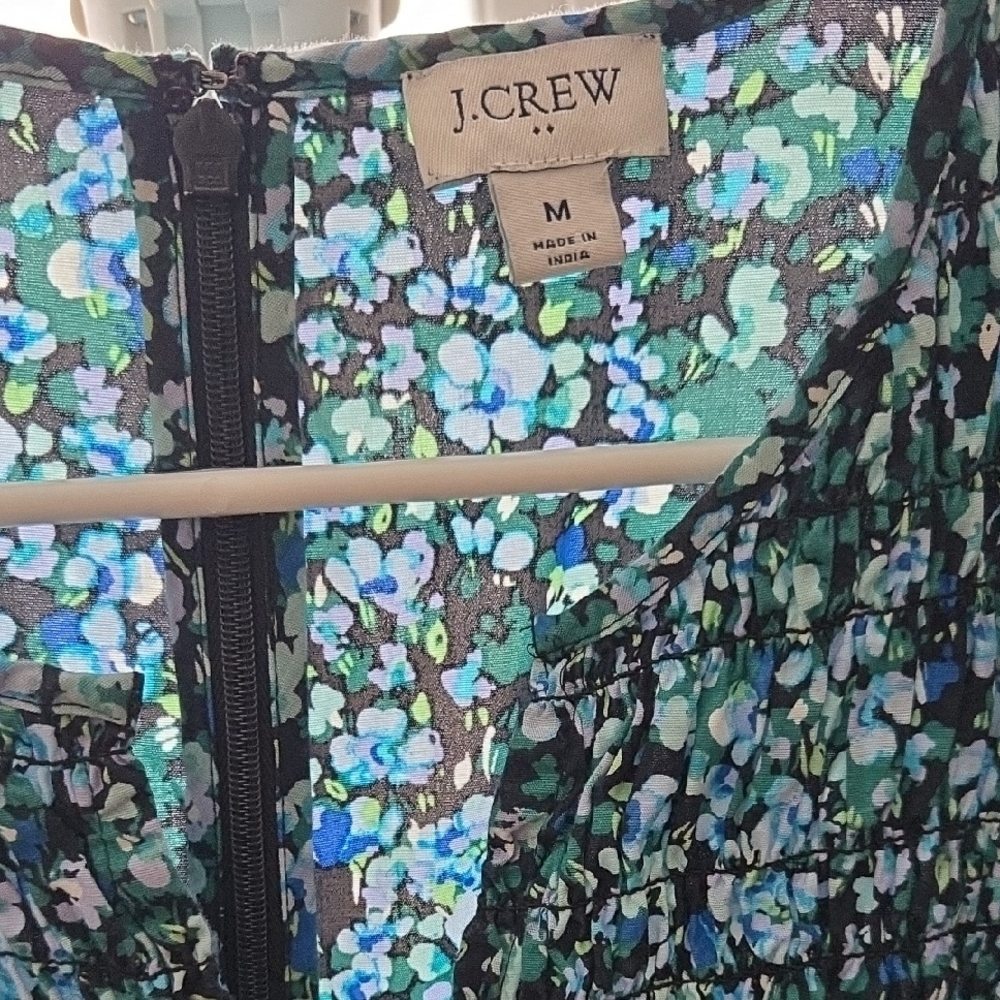 J. Crew Blue Floral Dress with Ruffles - Picture 2 of 6